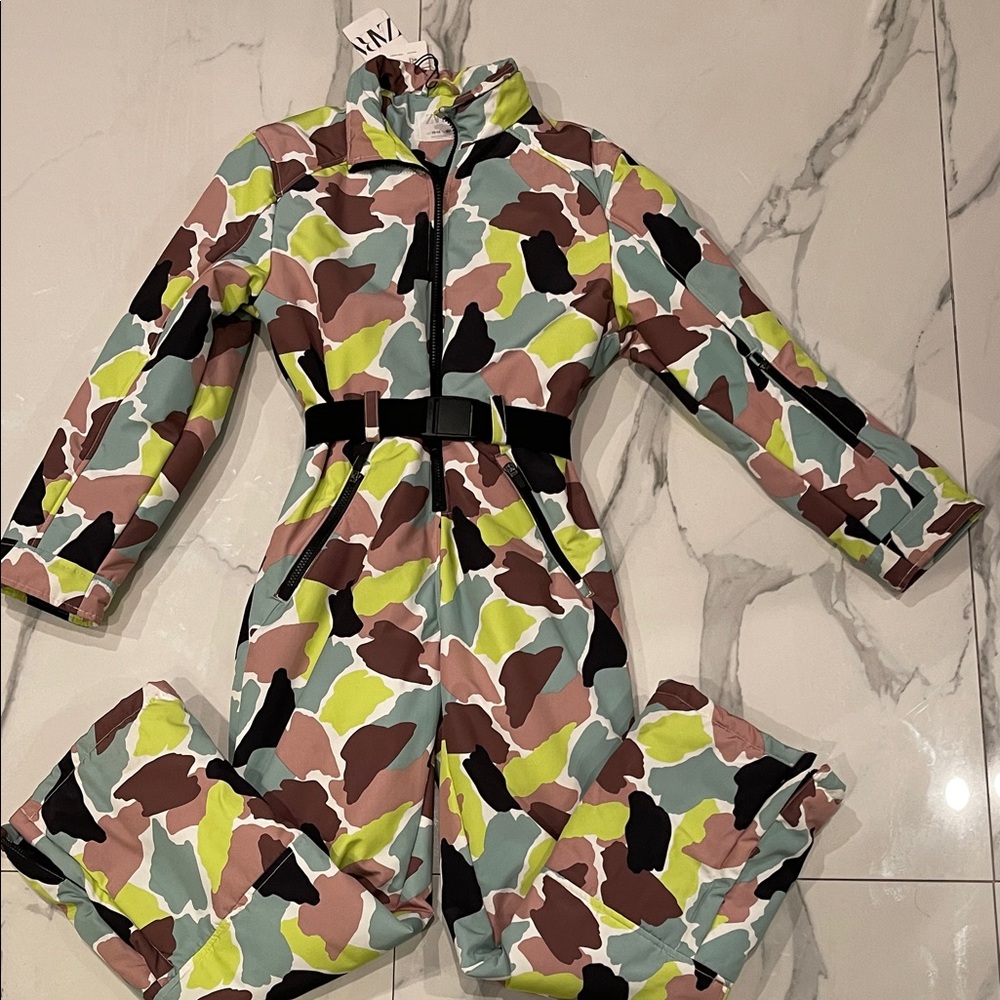 ZARA Girls Multicolor Camouflage Kids Snowsuit